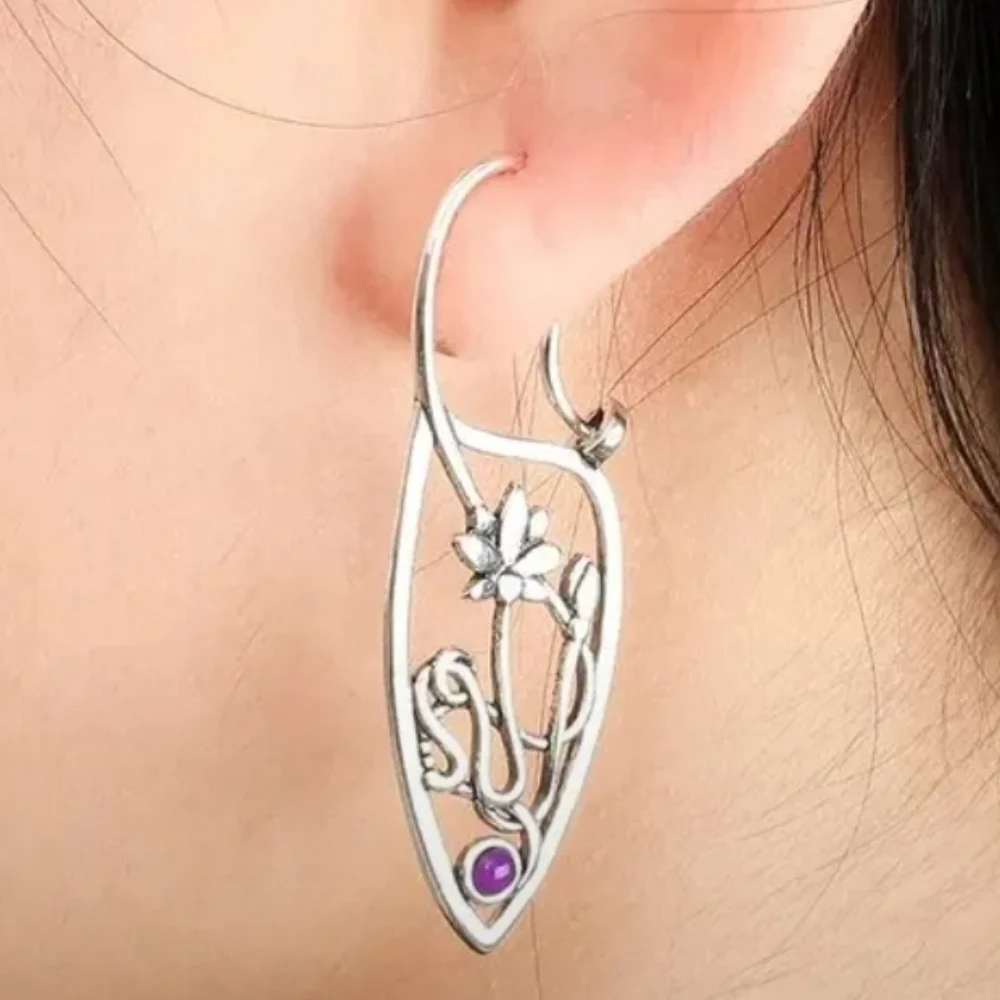 Lotus Flower Silver Plated Earrings